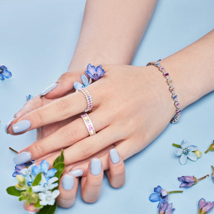 Angela Jewelry]Dainty Kaleidoscopic Emerald Cut Daily Ring
