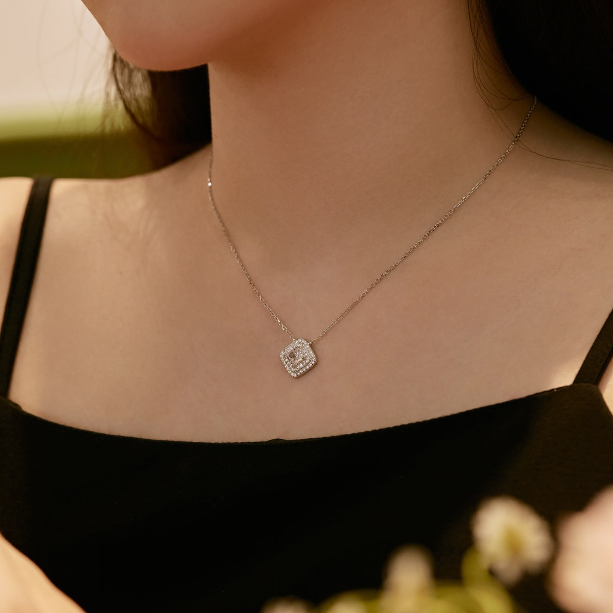 Angela Jewelry]Sparkling Asscher Cut Necklace