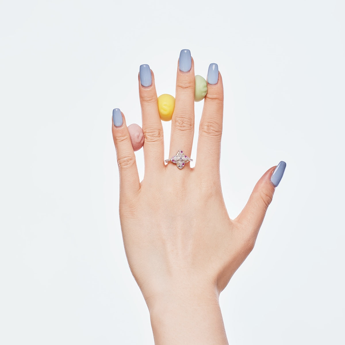 Angela Jewelry]Luxurious Colorful Flower Shape Banquet Ring