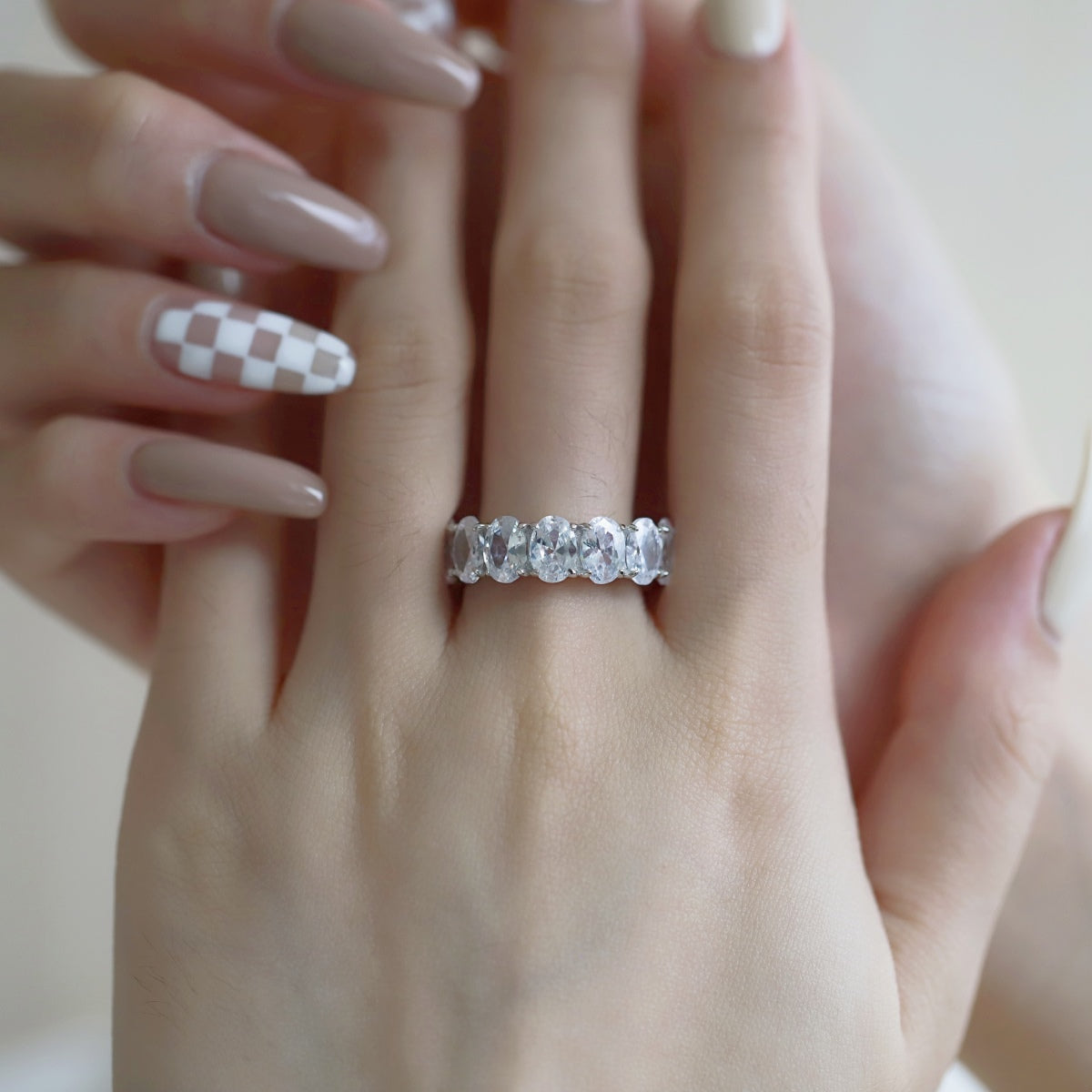 Angela Jewelry]Dainty Elongated Cushion Cut Tennis Ring