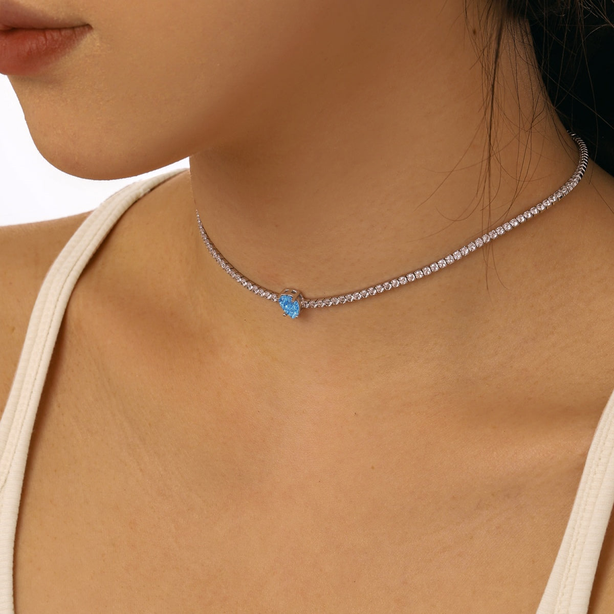 Angela Jewelry]1.0 carat Unique Pear Cut Tennis Necklace