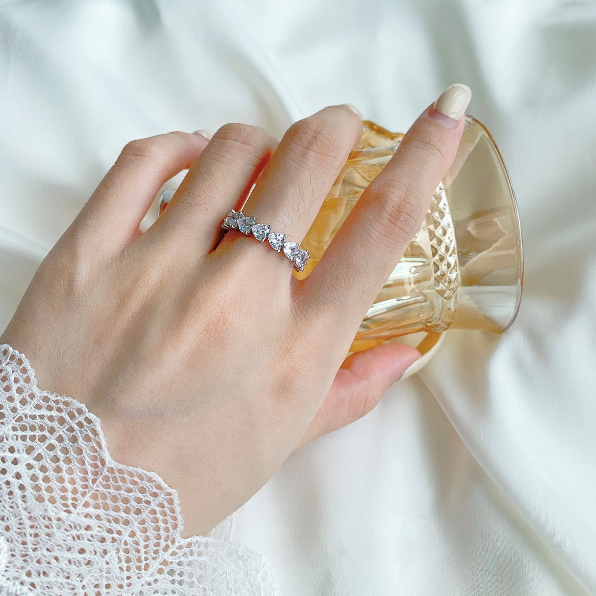 Angela Jewelry]0.25 Carat Radiant Romance Heart Cut Lover Ring