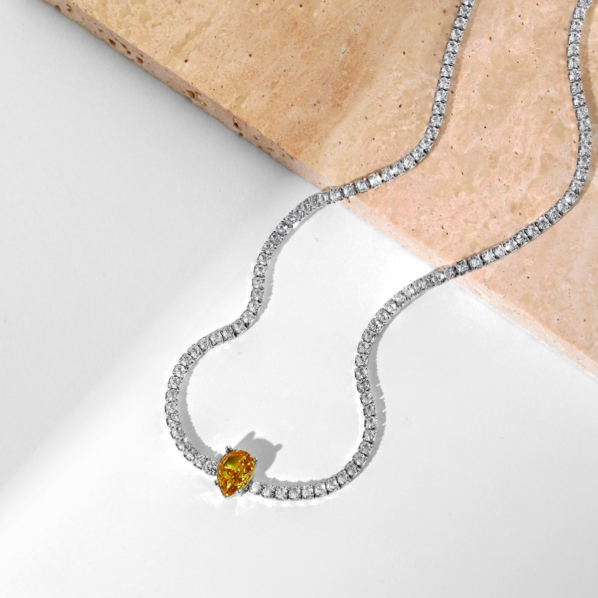 Angela Jewelry]1.0 carat Unique Pear Cut Tennis Necklace