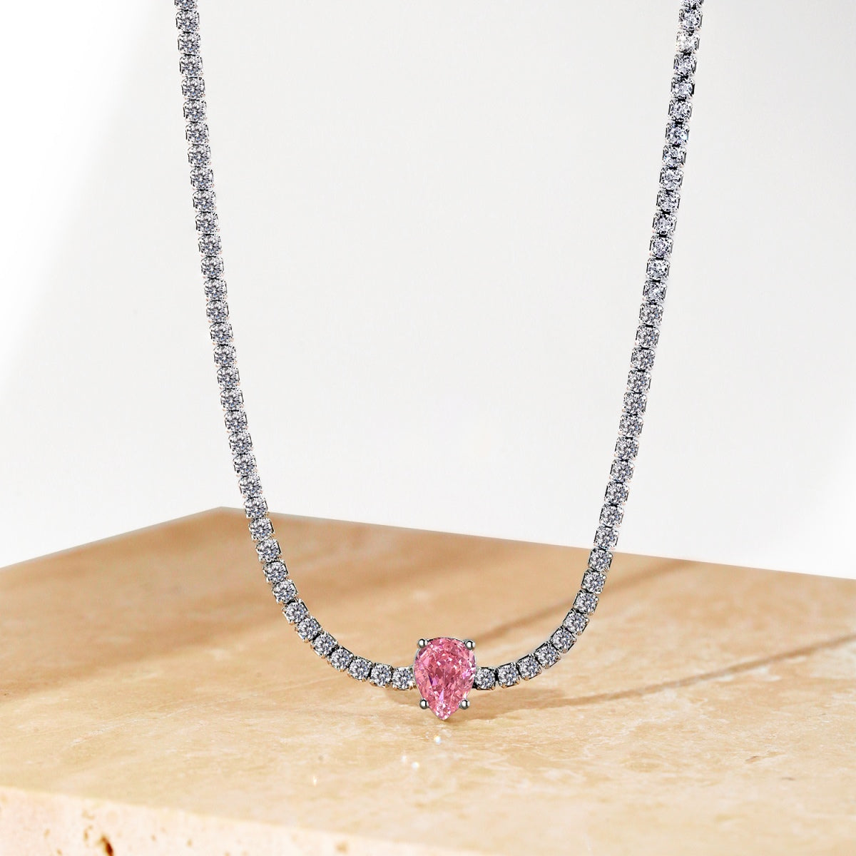 Angela Jewelry]1.0 carat Unique Pear Cut Tennis Necklace