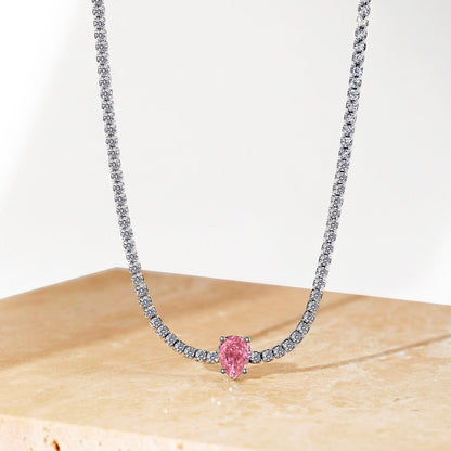 Angela Jewelry]1.0 carat Unique Pear Cut Tennis Necklace