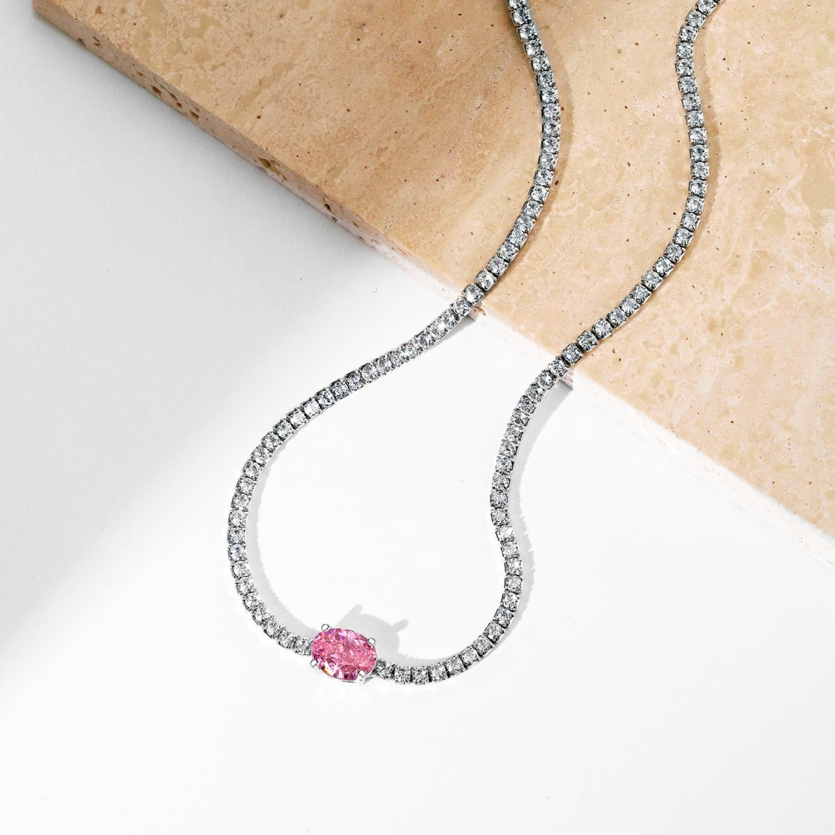 Angela Jewelry]1.0 Carat Shining Oval Cut Necklace