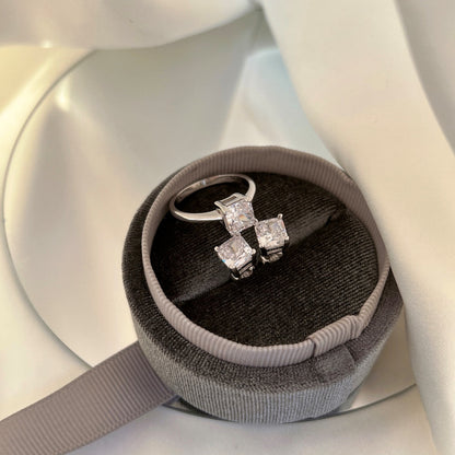 Angela Jewelry]1.0 Carat Radiant Princess Cut Wedding Earrings