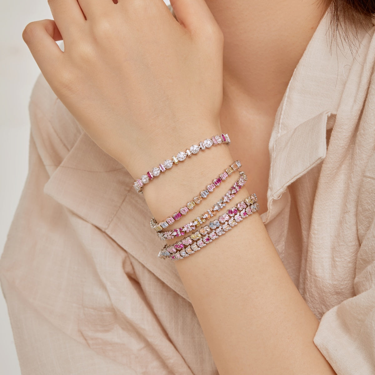 Angela Jewelry]Delicate Colorful Emerald Cut Party Bracelet
