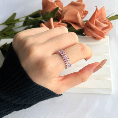 Angela Jewelry]Gorgeous Marquise Cut Tennis Ring