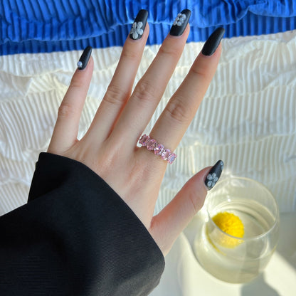 Angela Jewelry]Dainty Elongated Cushion Cut Tennis Ring