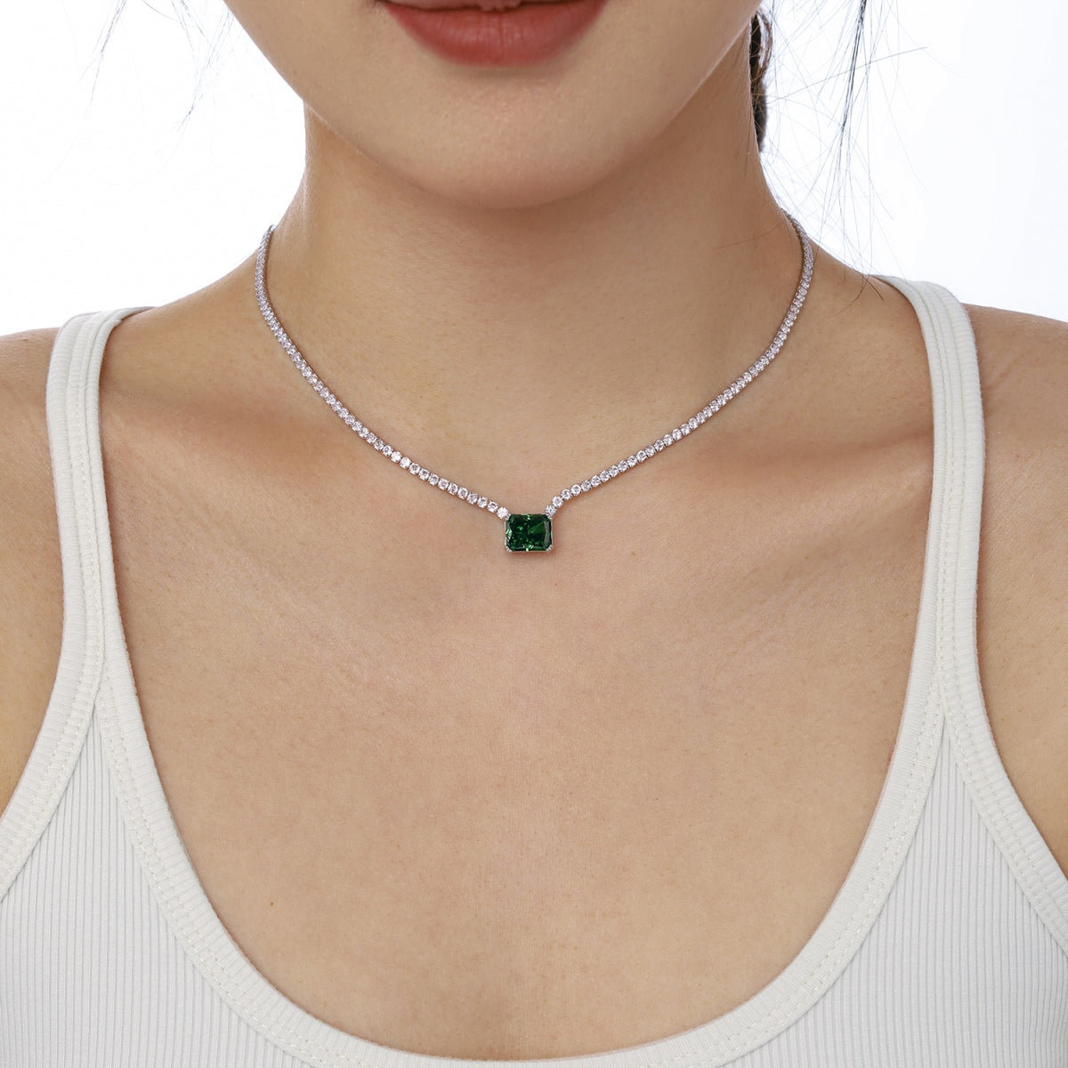 Angela Jewelry]4.0 Carat Elegant Radiant Cut Necklace
