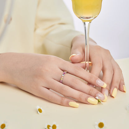 Angela Jewelry]Dazzling Lustrous Round Cut Tennis Ring