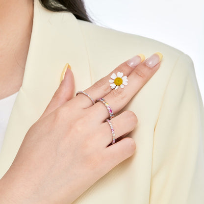 Angela Jewelry]Dazzling Lustrous Round Cut Tennis Ring