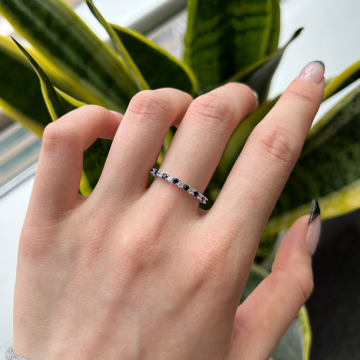 Angela Jewelry]Exquisite Colorful Round Cut Tennis Ring