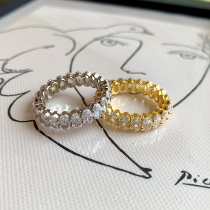 Angela Jewelry]Ornate Oval Cut Tennis Ring