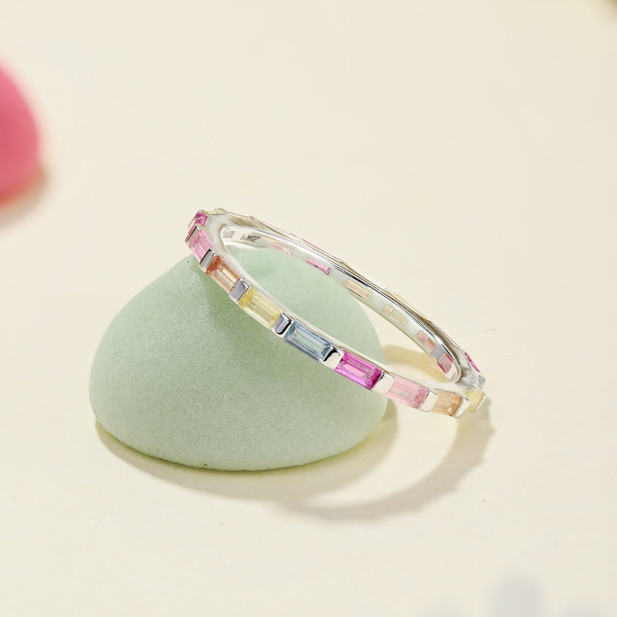 Angela Jewelry]Exquisite Multicolored Emerald Cut Daily Ring