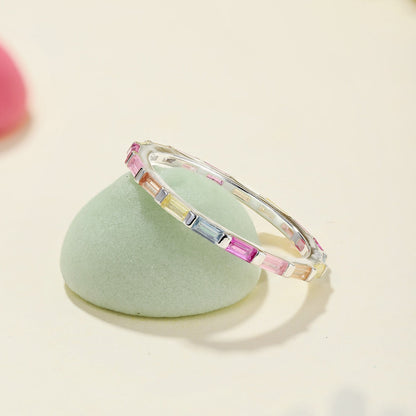 Angela Jewelry]Exquisite Multicolored Emerald Cut Daily Ring