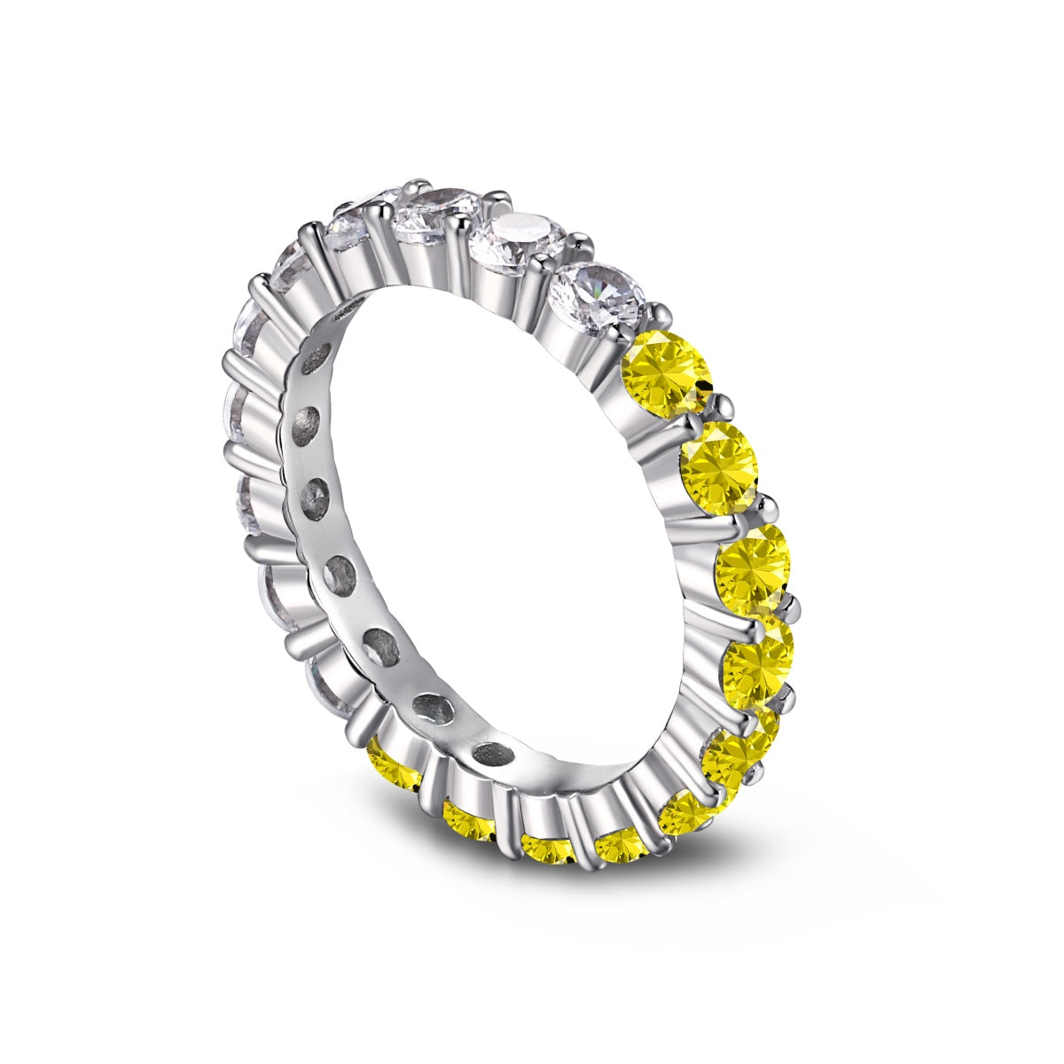 Angela Jewelry]Sparkling Round Cut Tennis Ring
