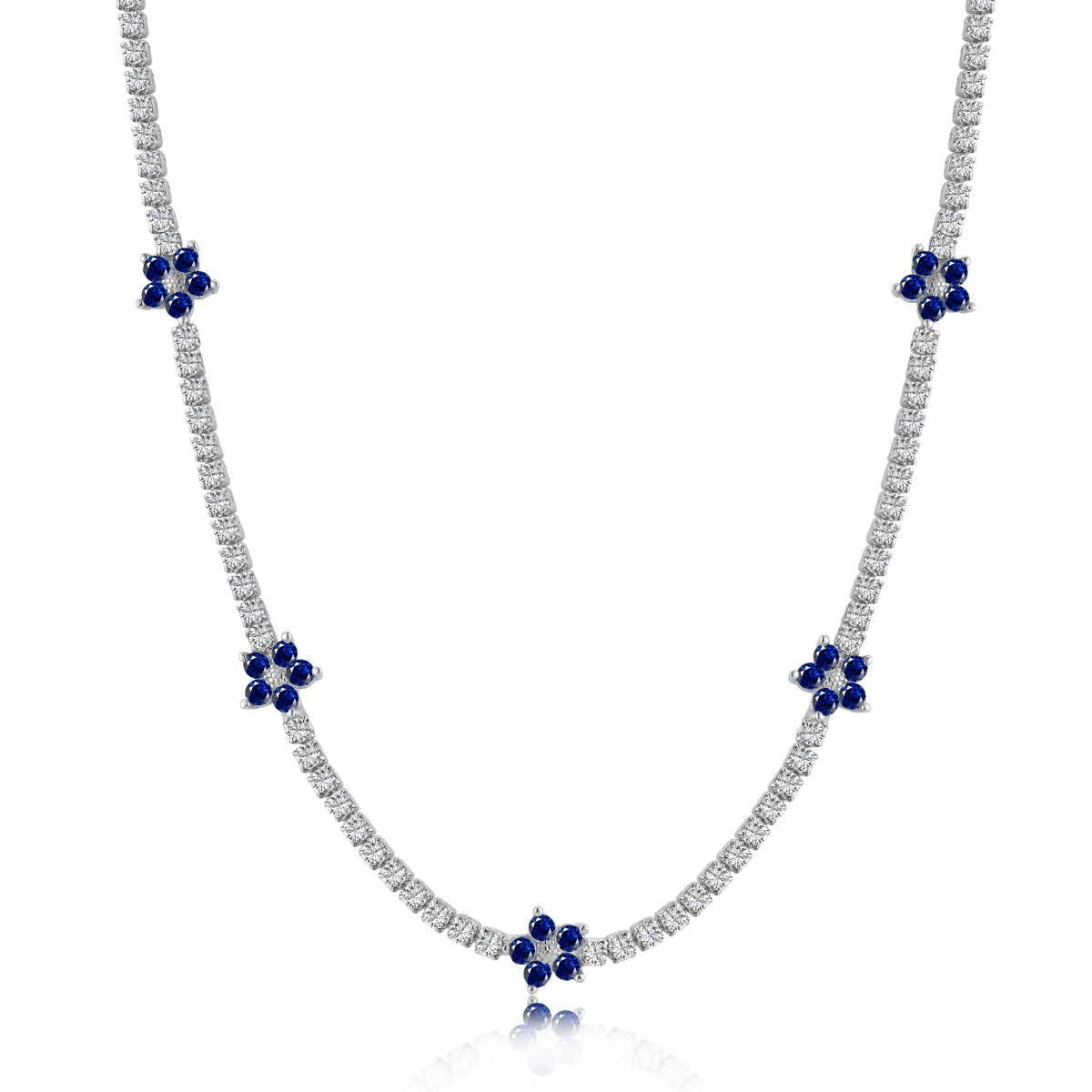 Angela Jewelry]Luxurious Colorful Flower Tennis Necklace