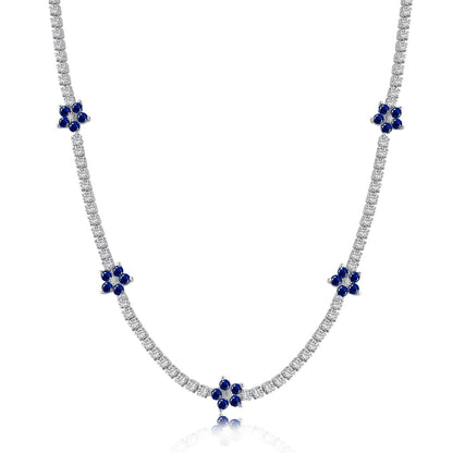 Angela Jewelry]Luxurious Colorful Flower Tennis Necklace