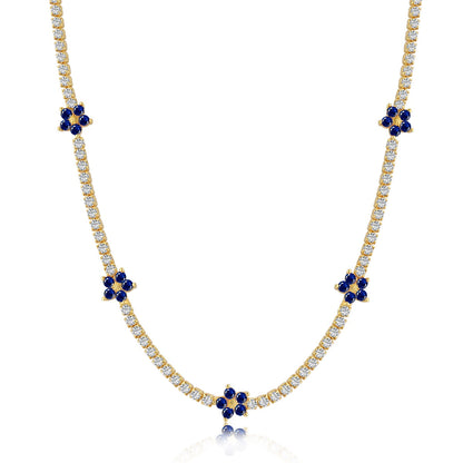 Angela Jewelry]Luxurious Colorful Flower Tennis Necklace