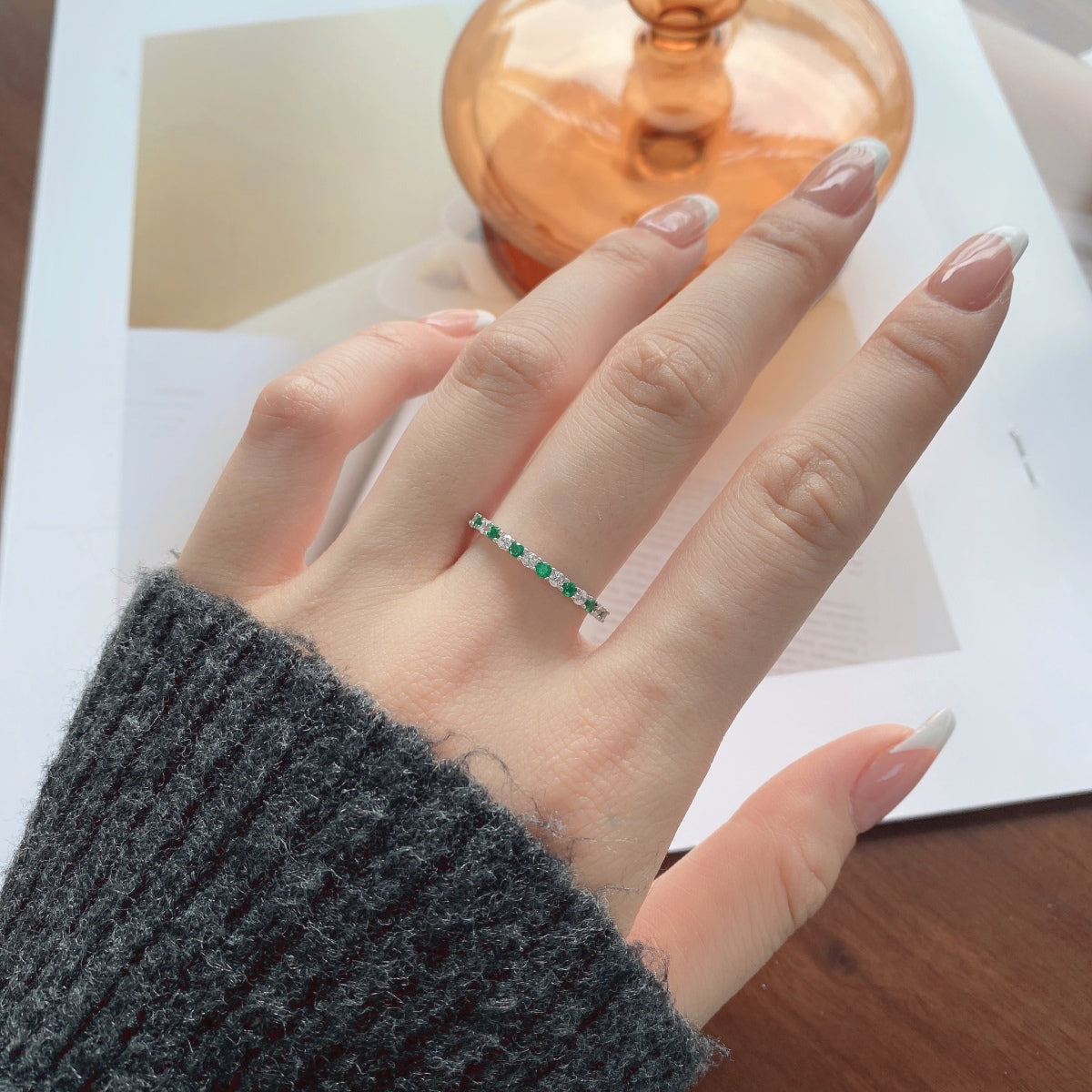 Angela Jewelry]Exquisite Colorful Round Cut Tennis Ring