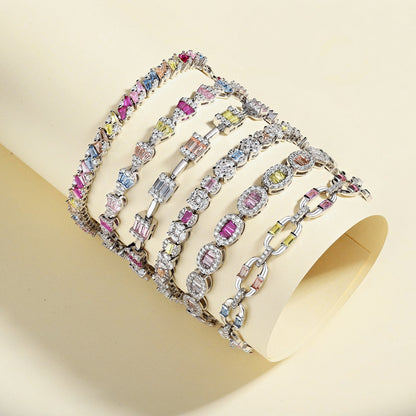 Angela Jewelry]Exquisite Ornate Emerald Cut Daily Bracelet
