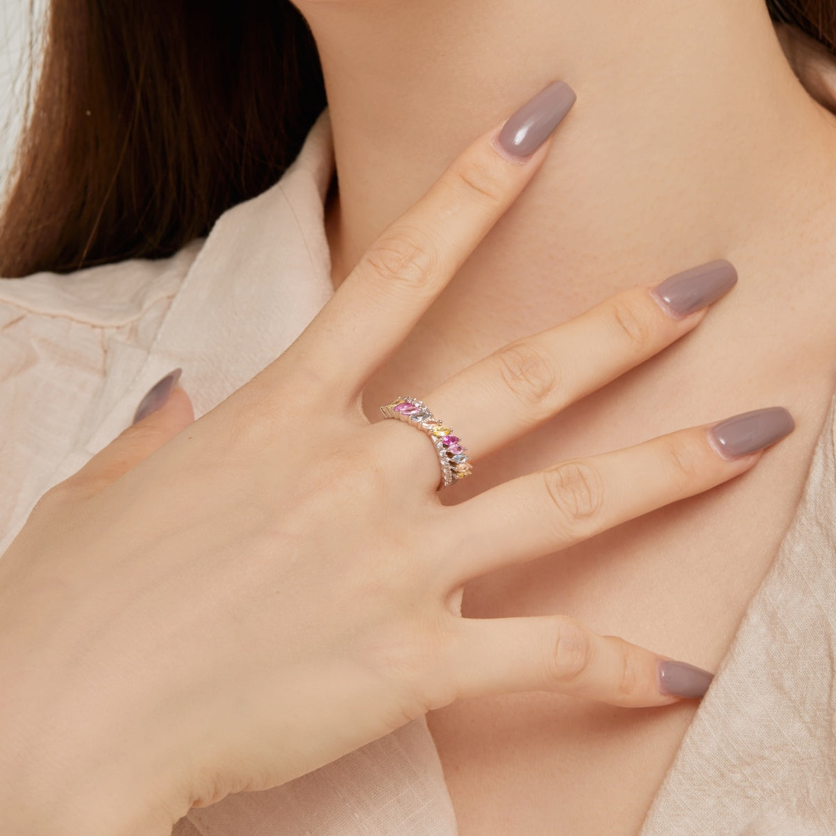 Angela Jewelry]Unique Colorful Marquise Cut Daily Ring