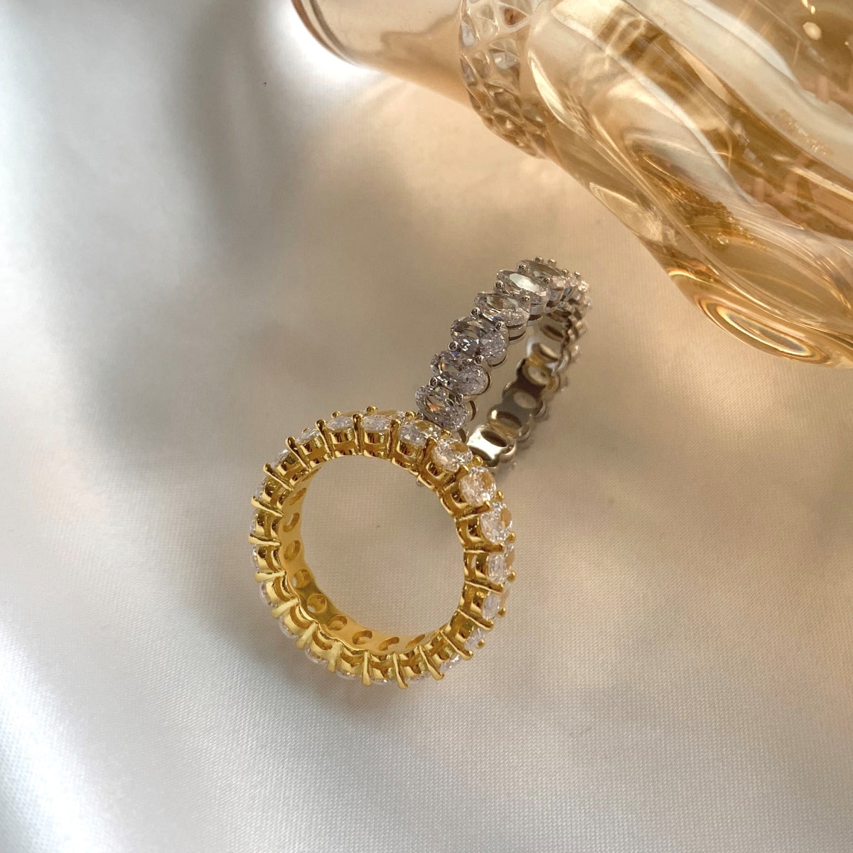 Angela Jewelry]Ornate Oval Cut Tennis Ring