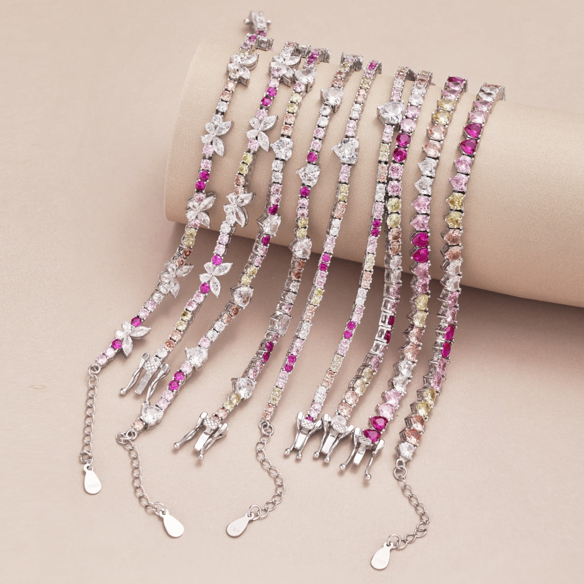 Angela Jewelry]Delicate Colorful Rainbow Tennis Chain