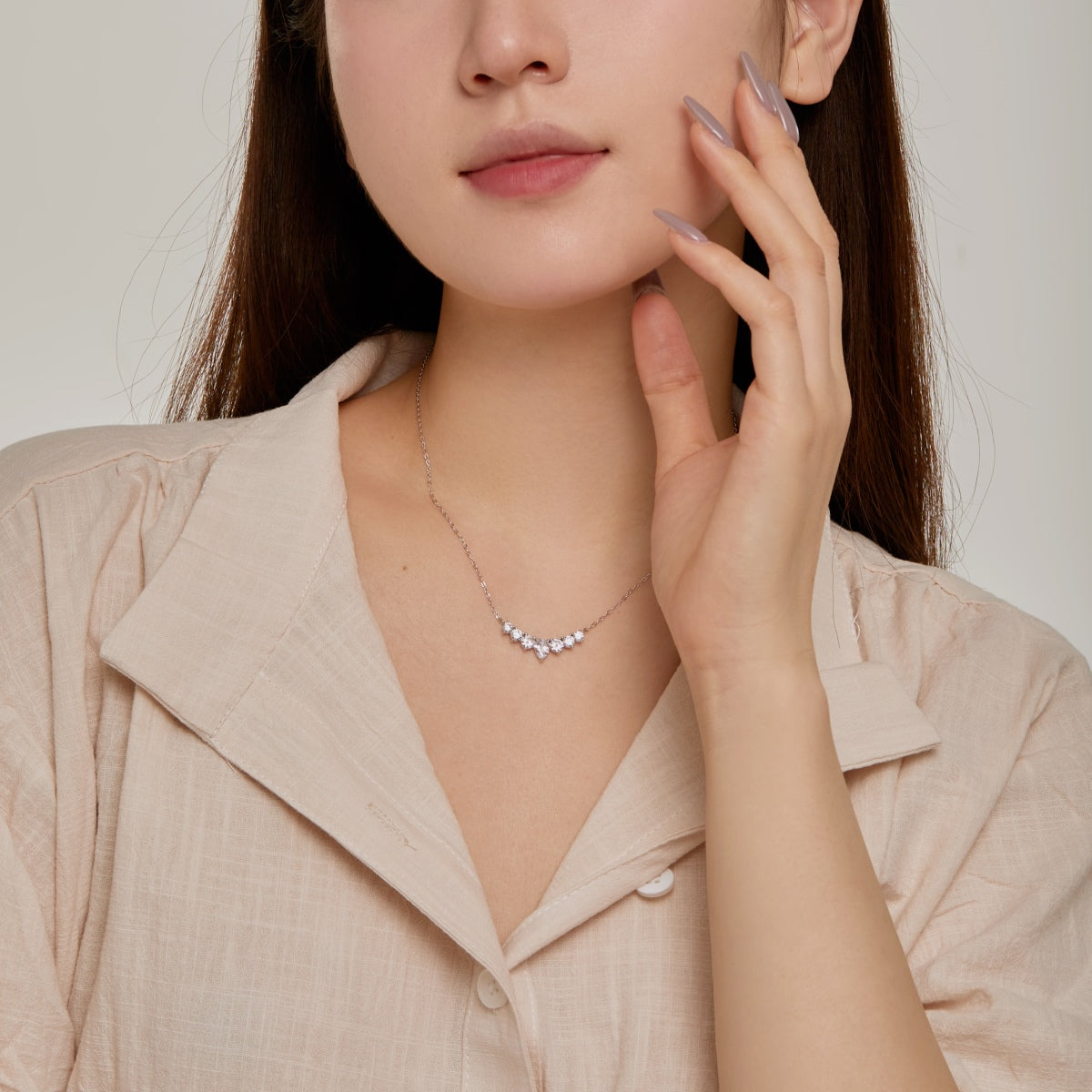 Angela Jewelry]Dainty Colorful Heart Necklace