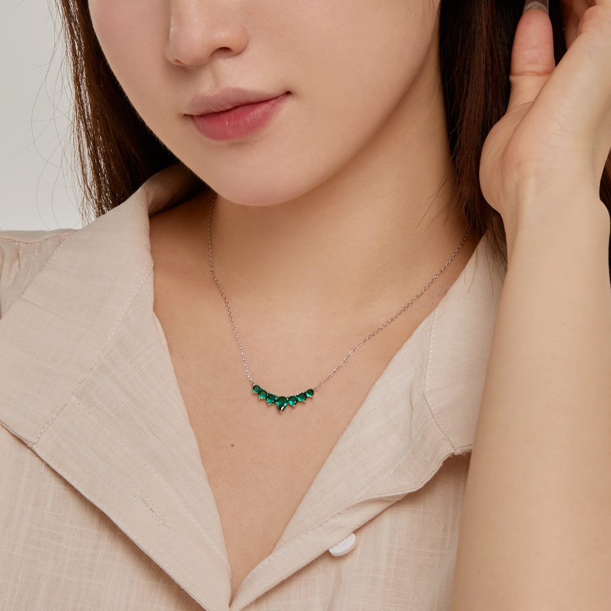 Angela Jewelry]Dainty Colorful Heart Necklace
