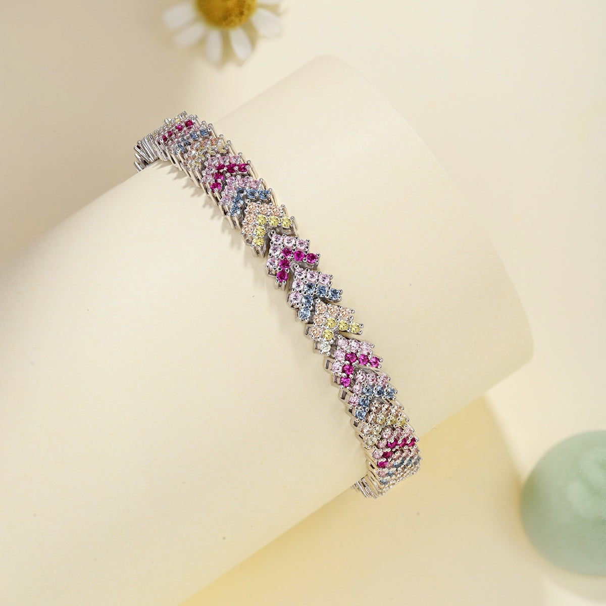 Angela Jewelry]Ornate Sparkling Round Cut Party Bracelet