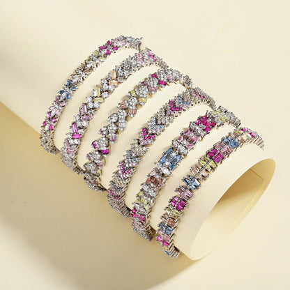 Angela Jewelry]Ornate Sparkling Round Cut Party Bracelet