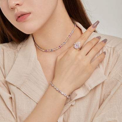 Angela Jewelry]Radiant Colorful Rainbow Necklace