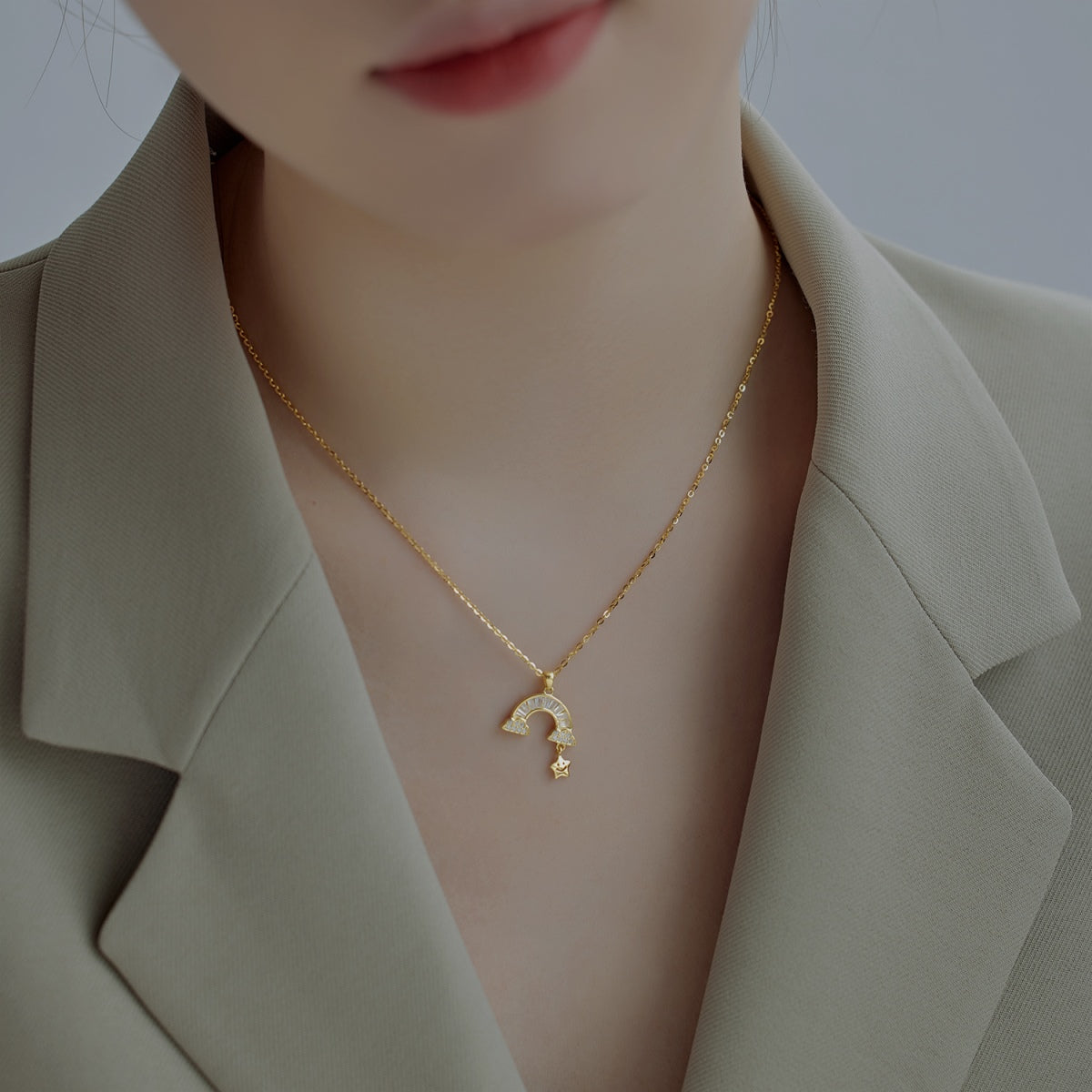 Angela Jewelry]Unique Rainbow Star Necklace