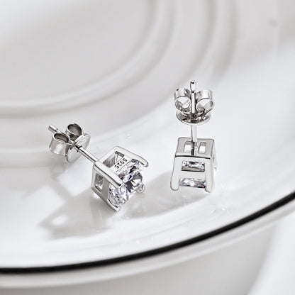 Angela Jewelry]1.0 Carat Radiant Princess Cut Wedding Earrings