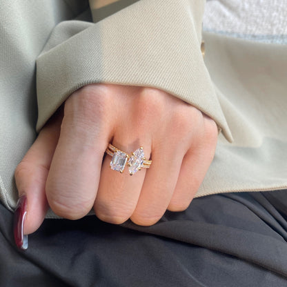 Angela Jewelry]2.0 Carat Scintillating Ornate Radiant Cut Party Ring