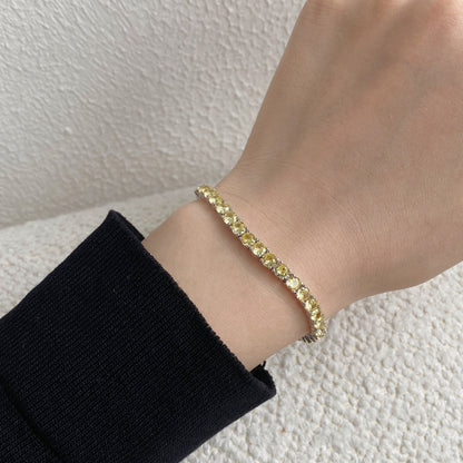 Angela Jewelry]Ornate Dazzling Round Cut Tennis Bracelet