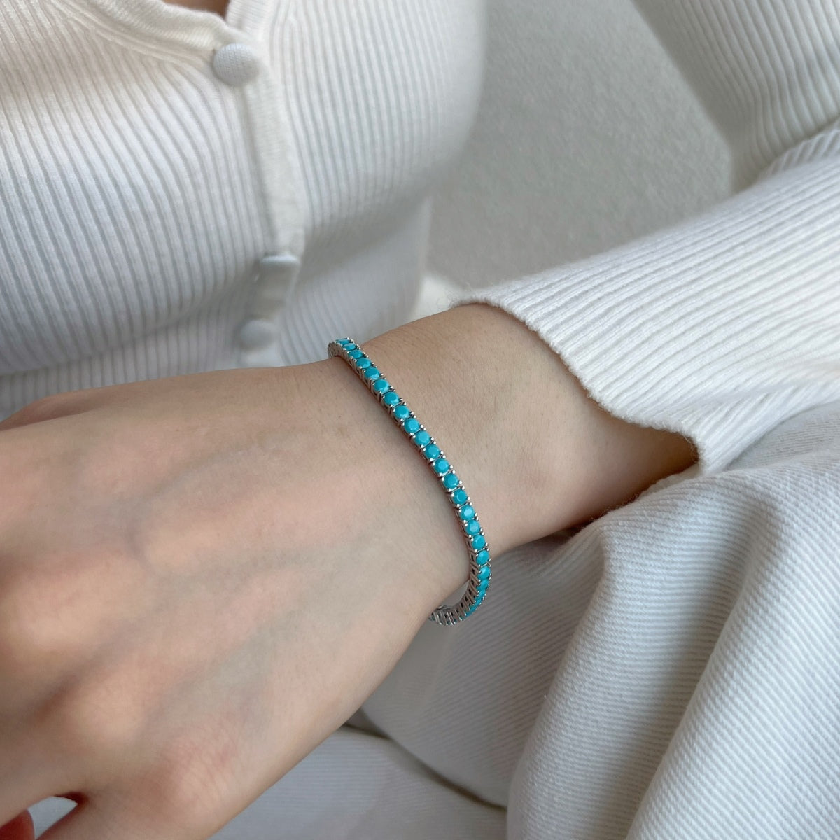 Angela Jewelry]Dainty Charming Round Cut Tennis Bracelet