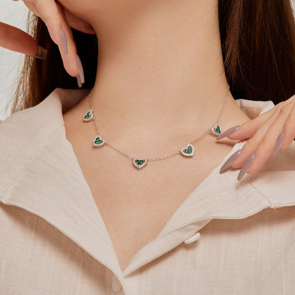 Angela Jewelry]Sparkling Five Heart Necklace