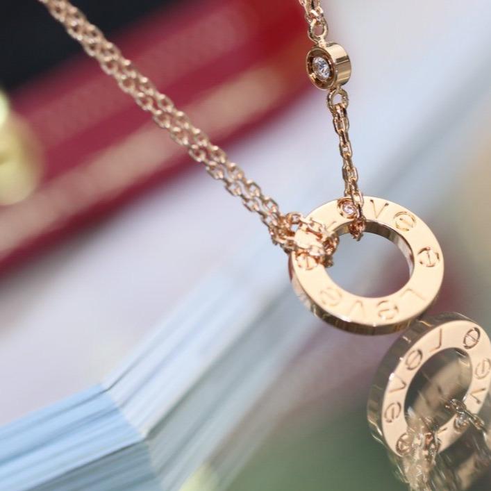 [Angela Jewellery]LOVE NECKLACE ADJUSTABLE ROSE GOLD 2 DIAMOND