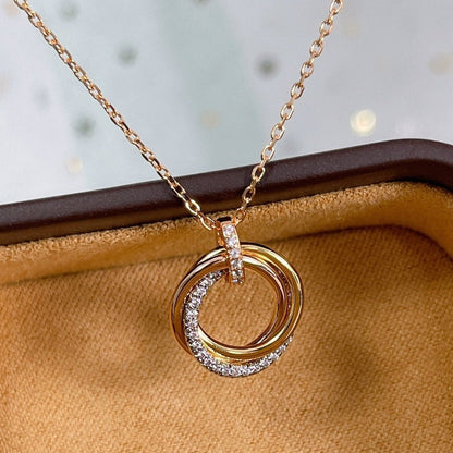 [Angela Jewellery]TRINITY NECKLACE SILVER GOLD PINK GOLD DIAMONDS