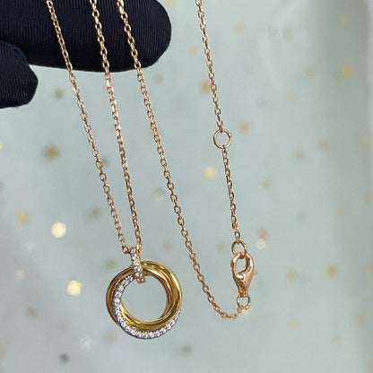 [Angela Jewellery]TRINITY NECKLACE SILVER GOLD PINK GOLD DIAMONDS