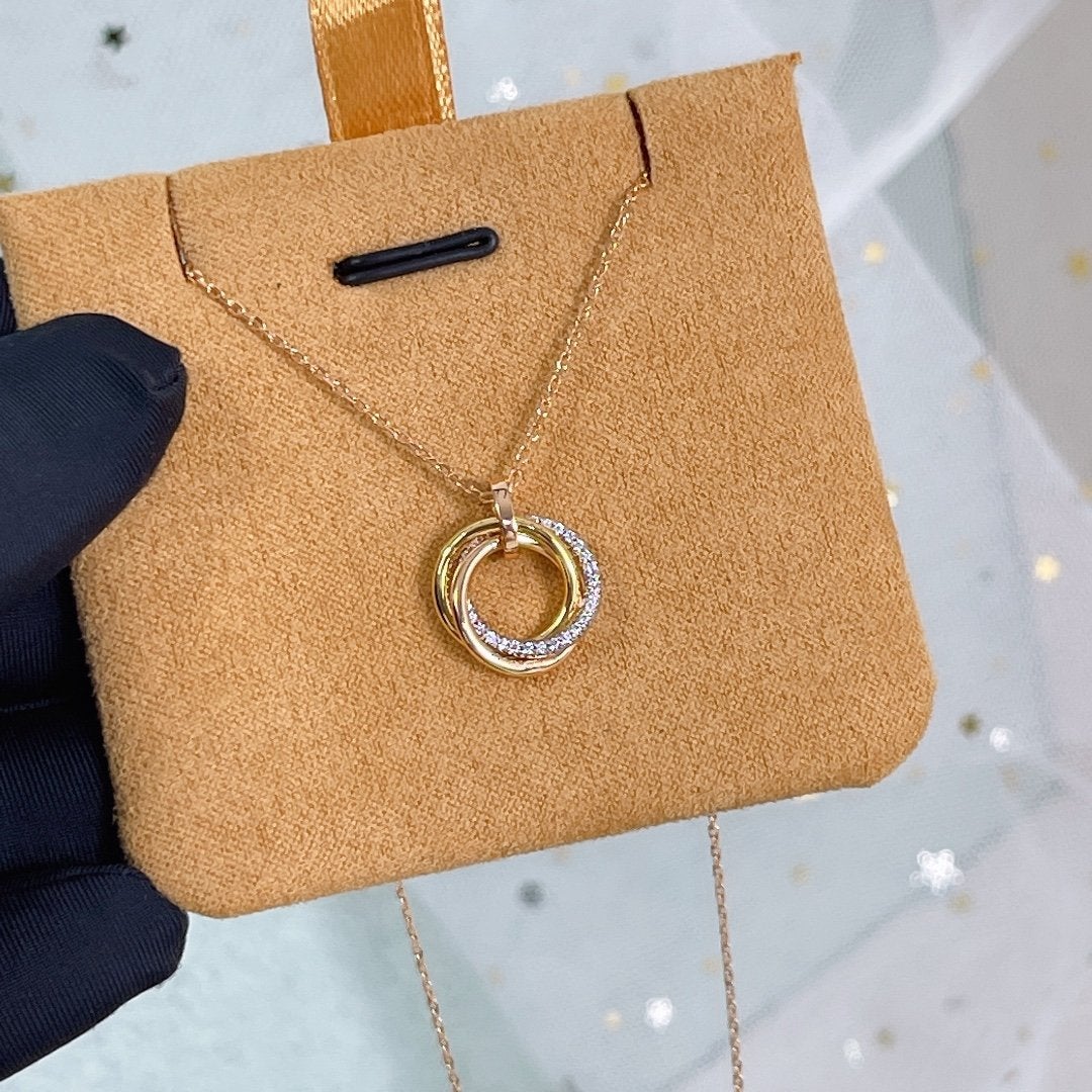 [Angela Jewellery]TRINITY NECKLACE SILVER GOLD PINK GOLD DIAMONDS
