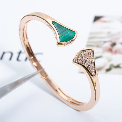 [Angela Jewellery]DREAM BRACELET OPEN MALACHITE PINK GOLD