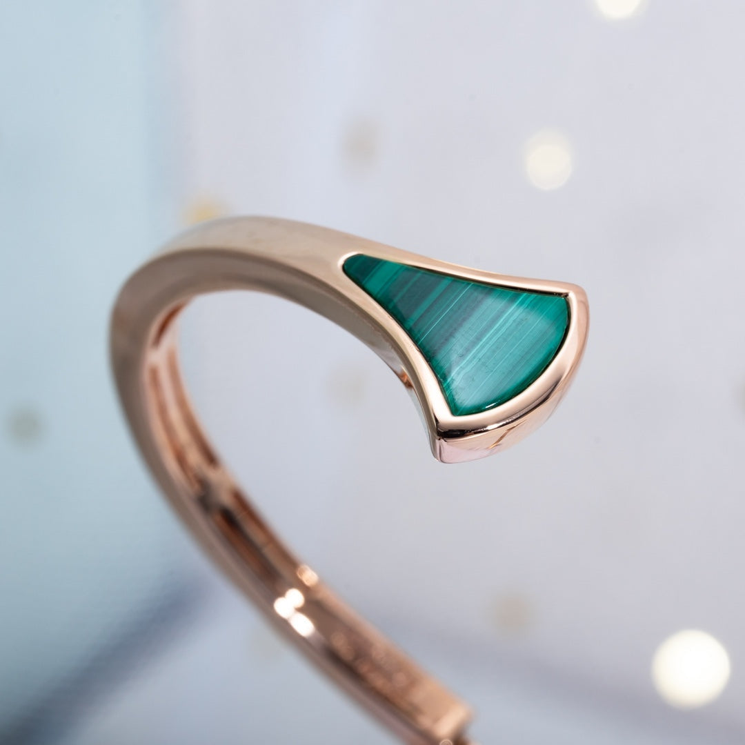 [Angela Jewellery]DREAM BRACELET OPEN MALACHITE PINK GOLD