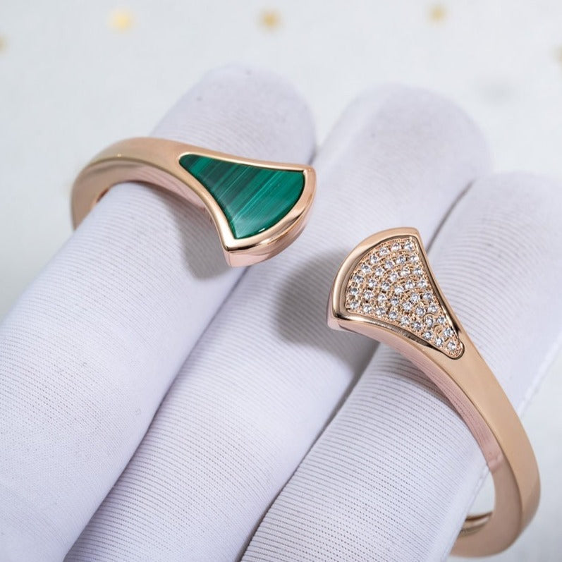 [Angela Jewellery]DREAM BRACELET OPEN MALACHITE PINK GOLD