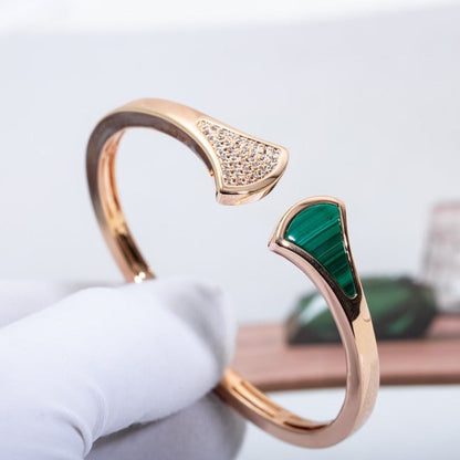 [Angela Jewellery]DREAM BRACELET OPEN MALACHITE PINK GOLD