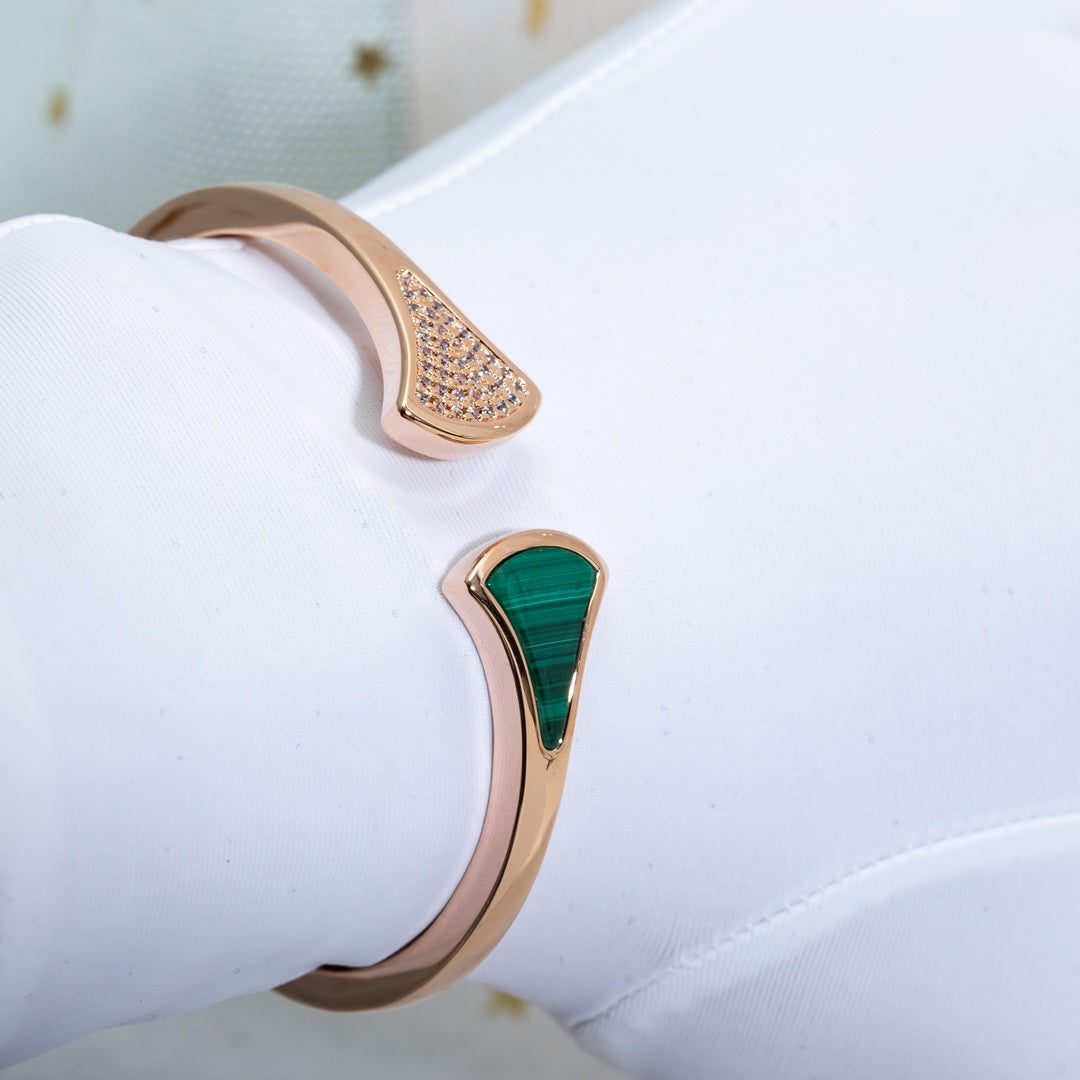 [Angela Jewellery]DREAM BRACELET OPEN MALACHITE PINK GOLD